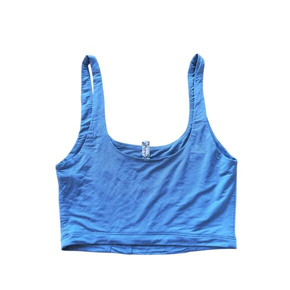 Free People Be Cool Brami Satin Corset Crop Tank Top Light Blue XS Coquette Y2K - Picture 3 of 5